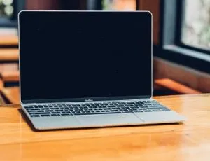 Laptop computer mockup with blan