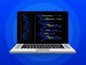 Digital java code text. Computer software coding vector concept.