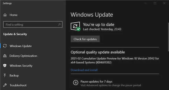 Windows10 KB4601382（20H2）现在推出