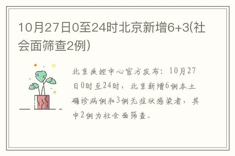 10月27日0至24时北京新增6+3(社会面筛查2例)